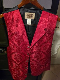 Frontier Classics Red Western Cowboy Costume Tuxedo Dress Vest – Men's M