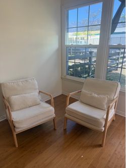 Set of 2 COLAMY Mid-Century Modern Accent Chairs – Beige – Excellent Condition