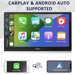 Wireless iOS Carplay&Android Auto, Double Din Car Stereo with Voice Control,7 Inch HD Touchscreen,Mirror Link,Bluetooth 5.1, AM/FM Car Radio Receiver,