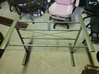 Glass Top Desk with Metal Frame