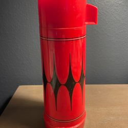 Vintage Aladdin Vanguard Thermos Bottle – Red & Black Atomic Mid Century Design