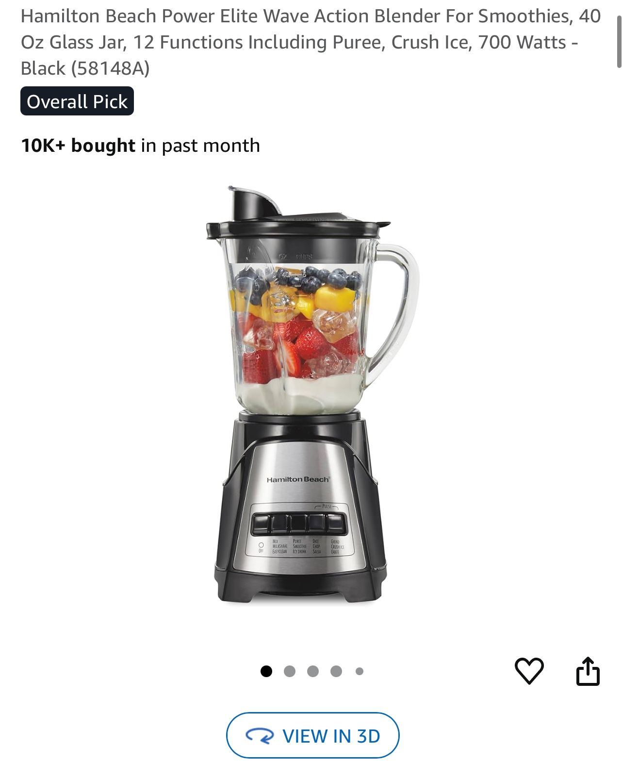 Hamilton beach Blender Mixer Glass Jar