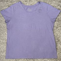 Time And Tru Women’s Size M (8-10) Purple V-Neck Short Sleeve T-Shirt