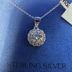 CZ In Sterling Silver Necklace 