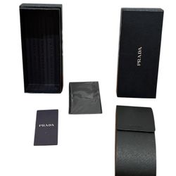 NEW PRADA AUTHENTIC EYEGLASSES SUNGLASSES BLACK LARGE MAGNETIC CASE CLOTH