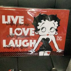 Betty Boop Wall Decor Sign – Live Love Laugh Quote