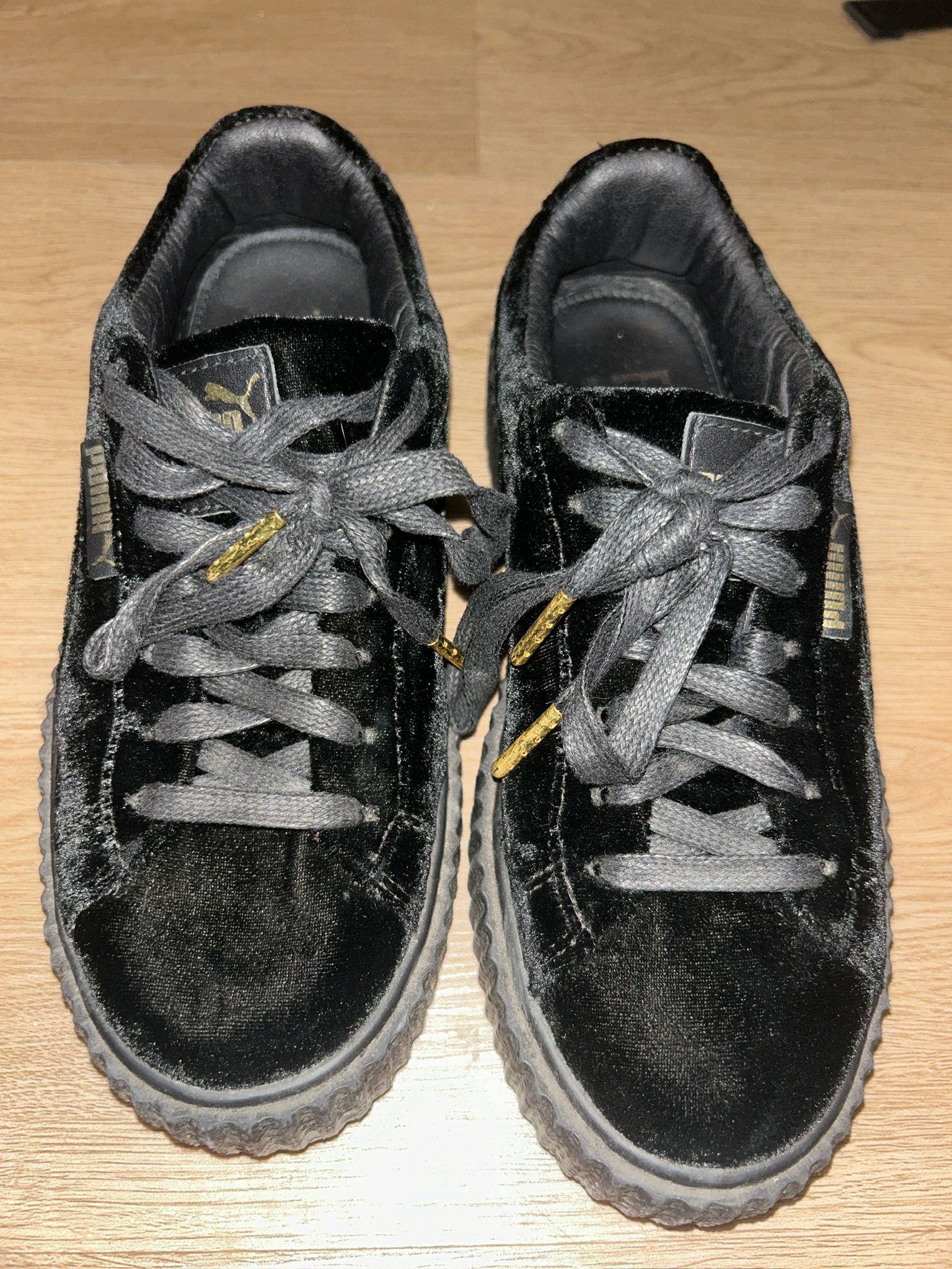 Fenty Puma Black Velvet Platform Shoes