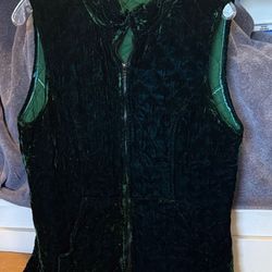 Cut Loose Forest Green Velvet Puffer Vest