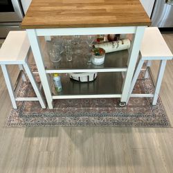 Rolling Kitchen Island Cart With Stools