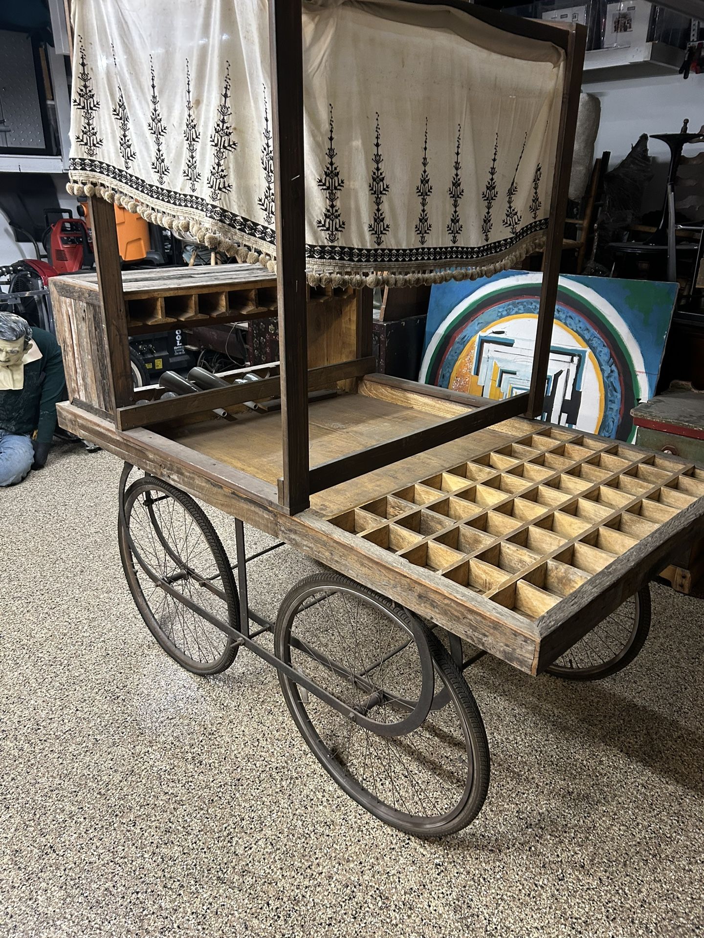 Antique Vintage Rolling Wine Bar Cart