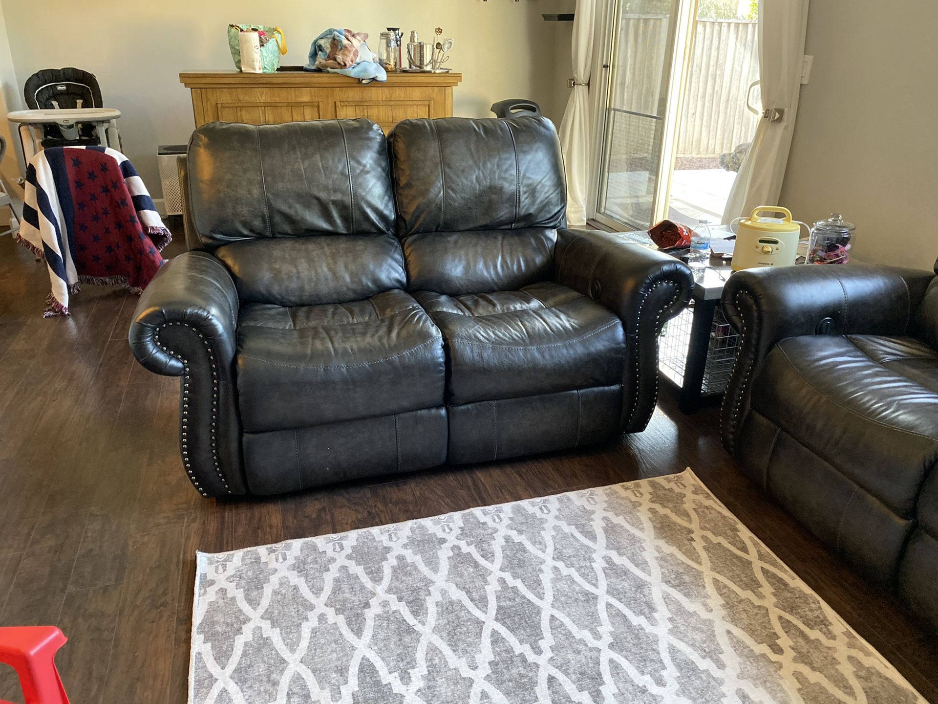 Leather Power Reclining Sofa and Loveseat