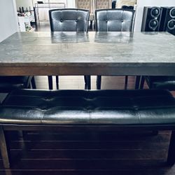 6 pc Dining Table Set With Bench