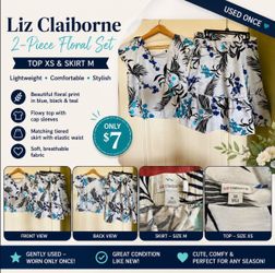 Liz Claiborne 2-Piece Floral Set – Top XS & Skirt M – Used Once – $7