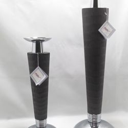 Candle Holder Chrome & Black Elegant Design