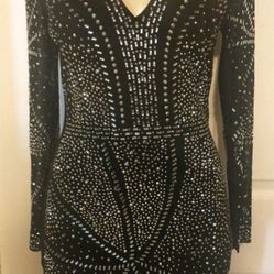 NWOT Rhinestone BodyCon Feather Fun Event Dress Party Night