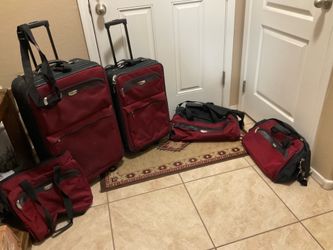 5 piece Red & Black luggage set
