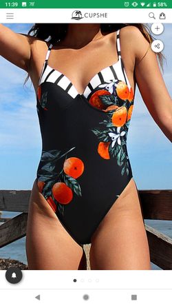 Cupshe medium bathing suit black white green and orange - new never worn