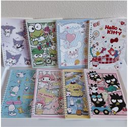 8× Sanrio Characters A5 Spiral Notebooks Batz Melody Kitty Kero Cinna Pom Kuromi Pochacco Bundle Lot