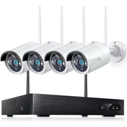 2K Wireless Security Camera System, 3MP 8CH NVR 4Pcs Home WiFi Security Camera Outdoor with Night Vision, Waterproof, Human Detection, One-Way Audio, 