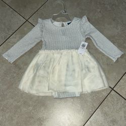 Old Navy Baby Girl’s Cream Color and Silver Dress, Size 3-6 Months 