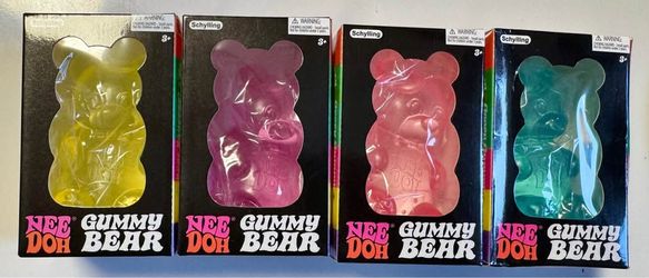 Gummy Bear Squish Toy in Pink, Purple, Blue and Yellow