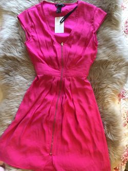 H&M hot pink zip front dress