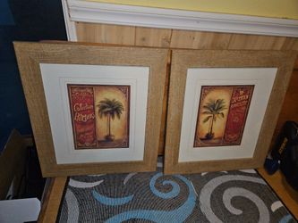 Pair of Framed Palm Tree Art Prints
