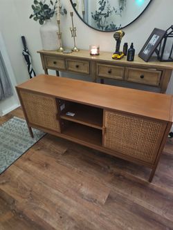 Wood and Cane TV Stand / Media Console
