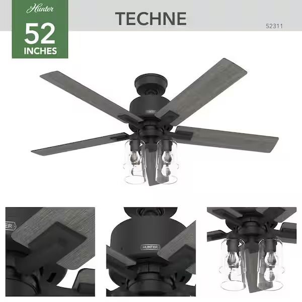 NEW/Sealed Hunter Techne Indoor Smart Fan – 52” w/ 4 Lights + Remote