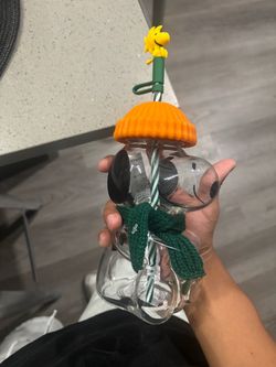 Starbucks Snoopy Glass Cup with Straw