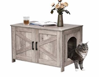 Farmhouse Cat Litter Box Enclosure Cabinet
