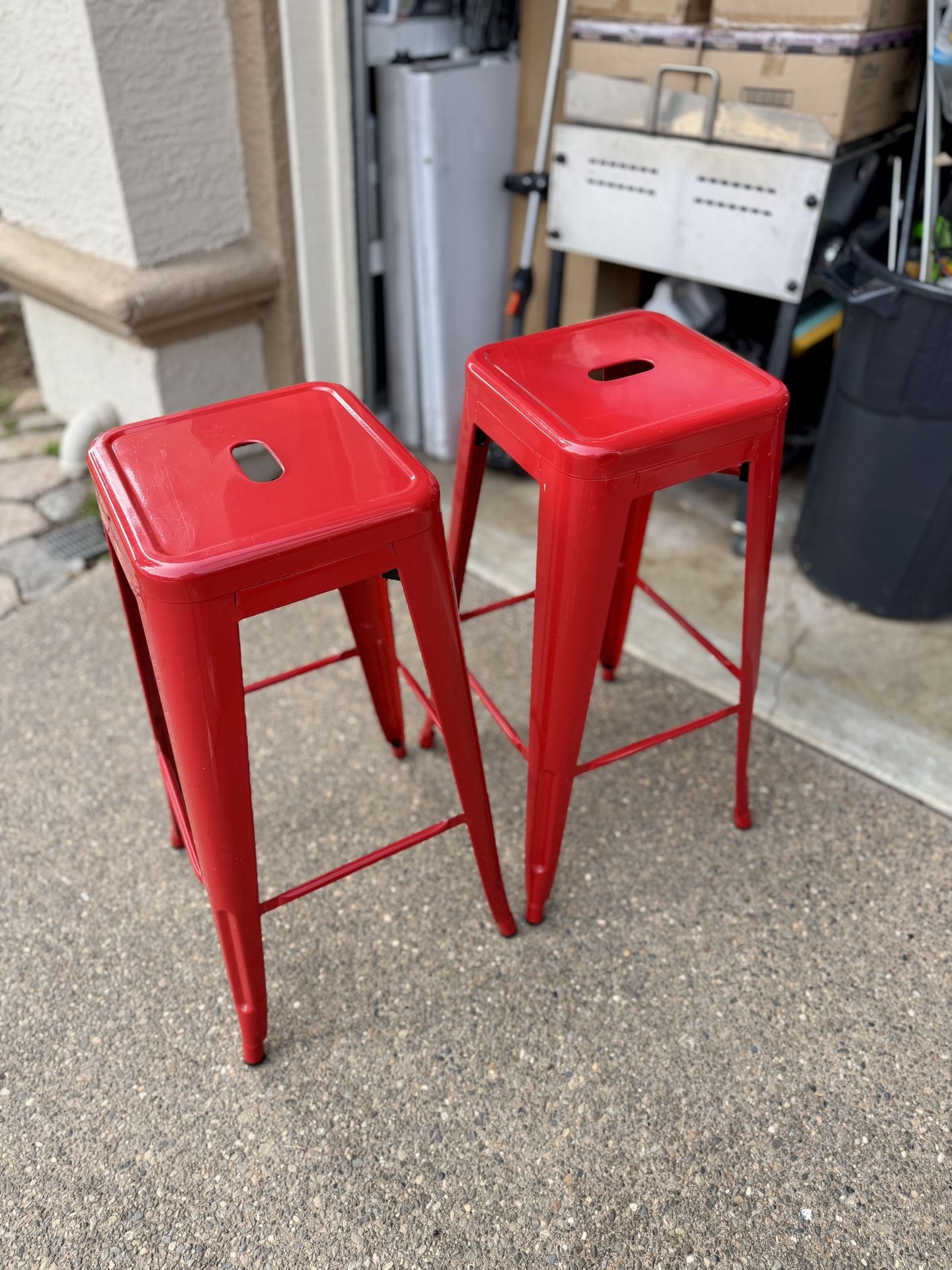 (2) Red Bar Stools 