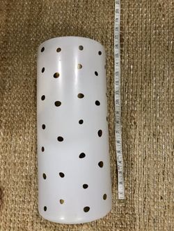 Tall White Vase Container Gold Polka-Dots