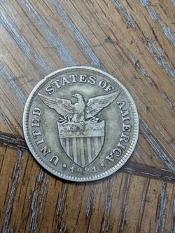 1921 Phillipines Fifty Centavos Rare Silver Coin 