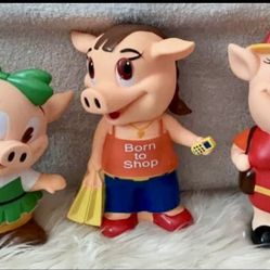 RARE 3 Piggies coin banks
