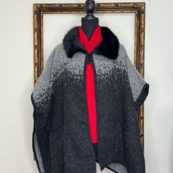 Macy's faux fur poncho