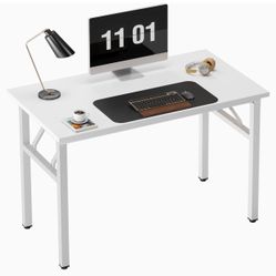 Computer Desk for Small Space Small Folding Table Small Writing Desk Compact Desk Foldable Desk, No Install Needed, White