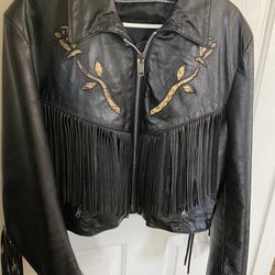 Leather Fringe Jacket L-XL
