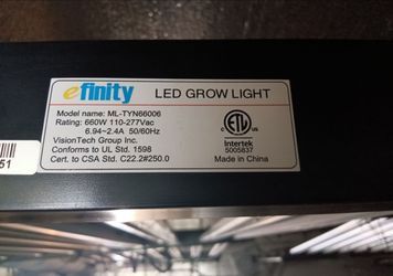5 NEW eFinity SuperStar 2 II / LED GROW LIGHT // ML-TYN66006 660 Watt / / Grow LEDs 660 Watts