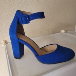 Blue Mid Heel Pumps