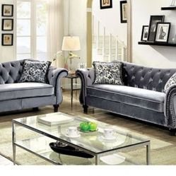 Brand New Super Plush Grey Sofa & Loveseat (Pillows Are Included)
