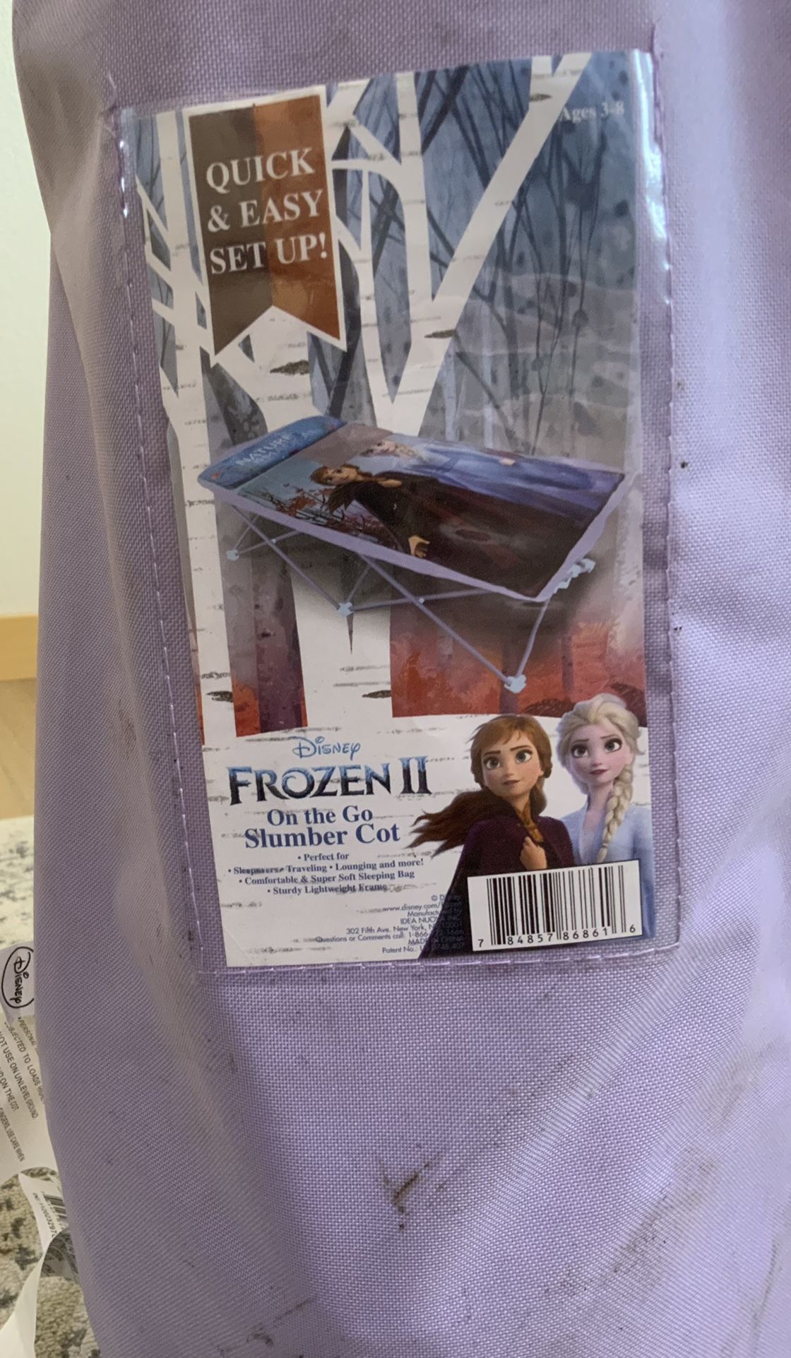 Disney Frozen 2 Foldable Slumber Cot With Detachable Printed Sleeping Bag Featuring Anna & Elsa, Ages 3+