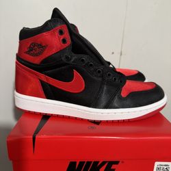 AIR JORDAN RETRO 1 WOMENS Size 7.5 “satin Bred”