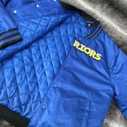 Warriors Jacket (Blue Satin Button-Up) 