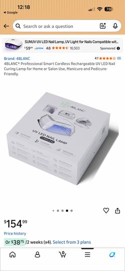 4BLANC® Professional Smart Cordless Rechargeable UV LED Nail Curing Lamp for Home or Salon Use, Manicure and Pedicure-Friendly.