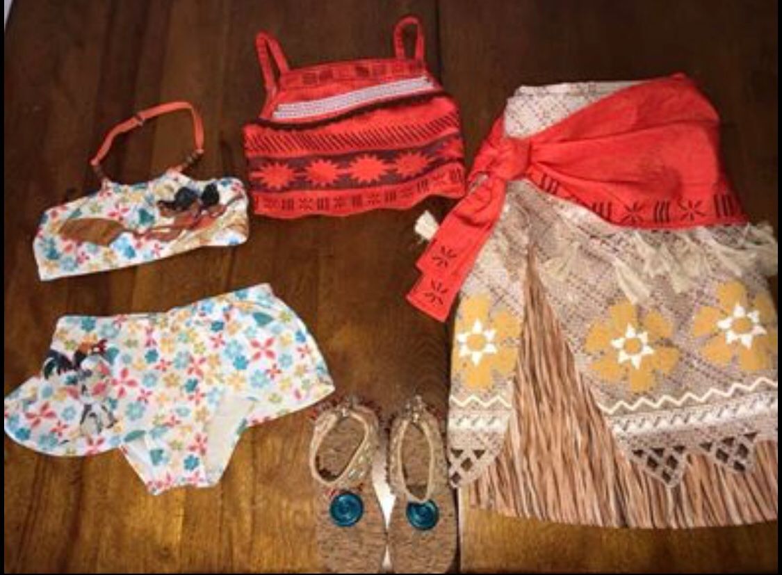 Authentic Disney Moana outfit, shoes and swimsuit