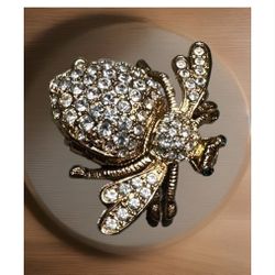 Joan Rivers Classic Collection Pave Cz Bumblebee Brooch Watch 18K Gold Plated
