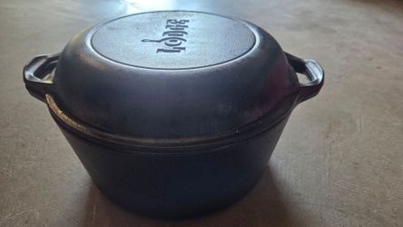 Lodge 5qt cast iron Dutch oven with 10 1/4" cast iron skillet cover