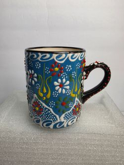 Instanbul Hand Painted and dotted 10 oz. Ceramic Colorful Coffee Tea Mug