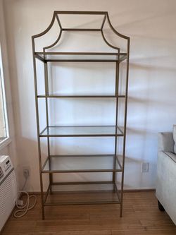 5-tier brushed brass bookshelf